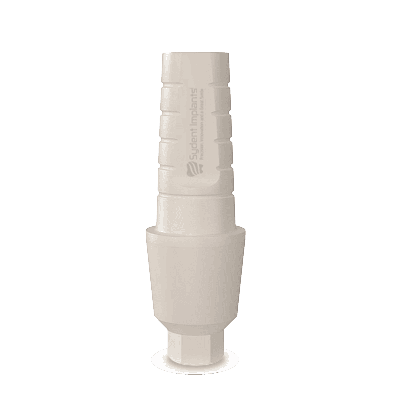 Temporary Peek anatomic abutment for dental implants with internal hex connection.