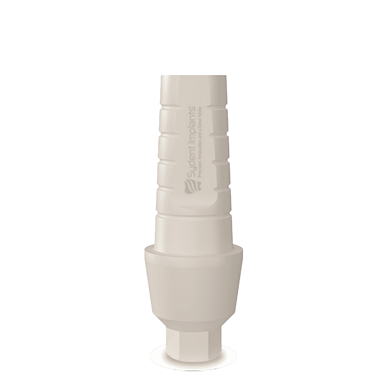Temporary Peek anatomic abutment with internal hex for dental implant restoration.
