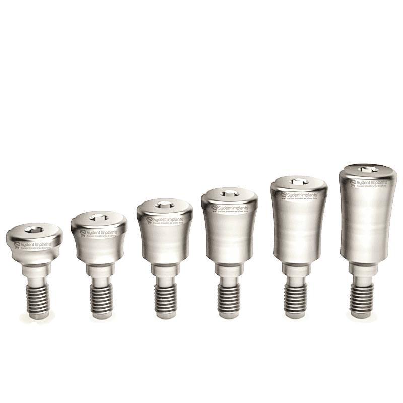 Aesthetic titanium healing caps for dental implants with internal hex, available in various sizes.