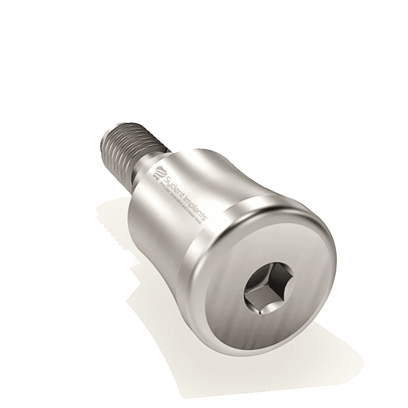 Concave titanium healing cap with internal hex for dental implant healing and protection.