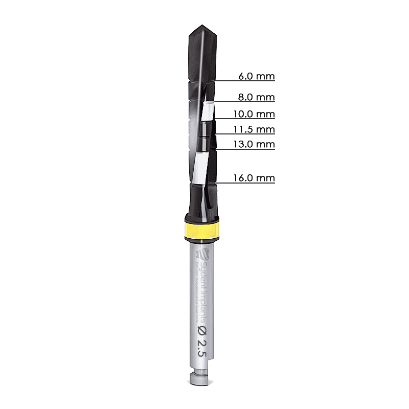 DNT2 external irrigation drill for dental implants with premium coating and twisted design.