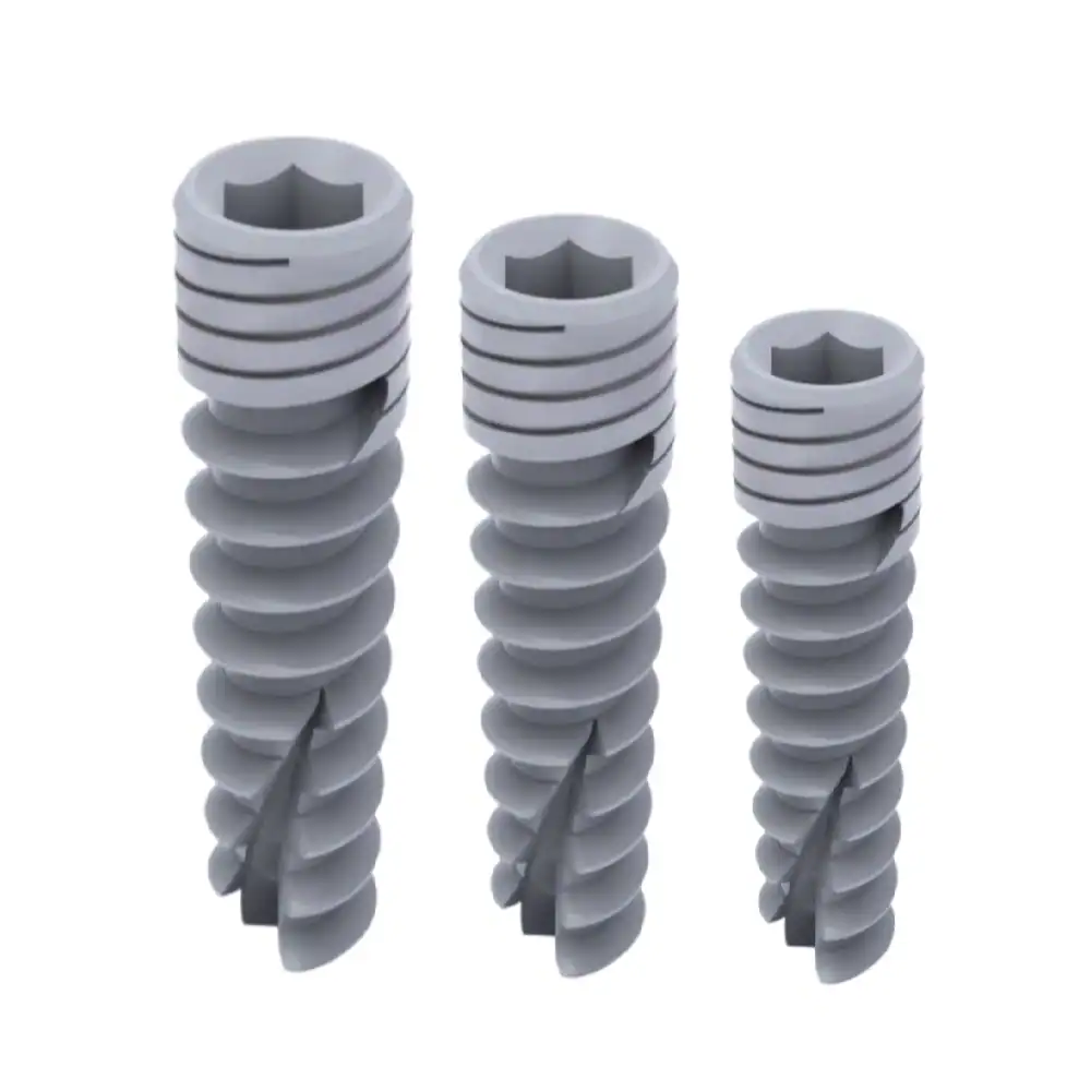 Self-drilling Pulsar® dental implants with internal hex for secure placement.
