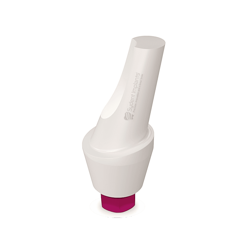 High-quality 15° angled zirconia abutment with titanium base for dental implant restorations.
