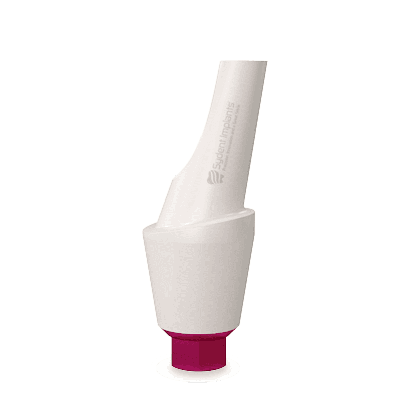 High-quality 15° angled zirconia abutment with titanium base for dental implant restorations.