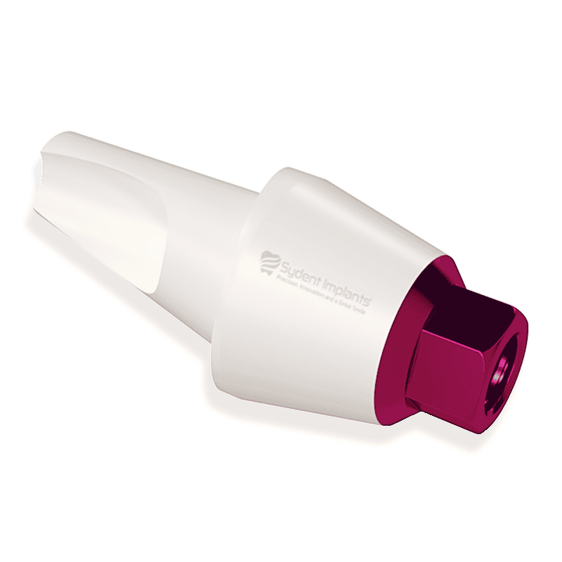 High-quality 15° angled zirconia abutment with titanium base for dental implant restorations.