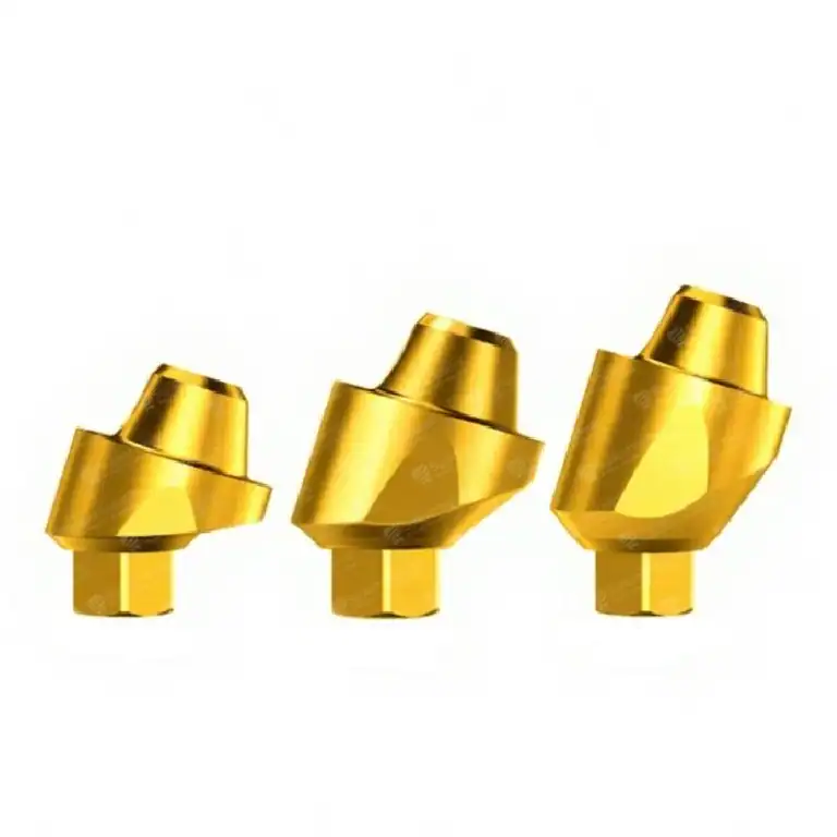 Family shot of 17 Degree Golden Angled Multi-Unit abutments in all collar heights