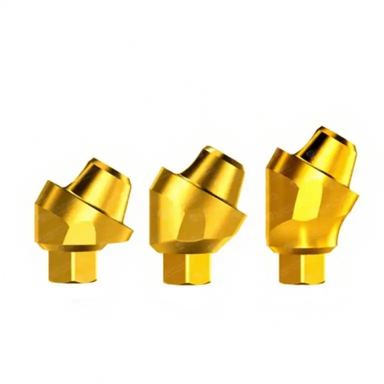 Family shot of 17 Degree Golden Angled Multi-Unit abutments in all collar heights